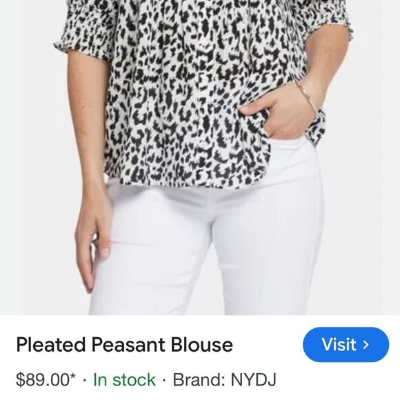NYDJ Black and White Patterned Blouse - Picture 6 of 6